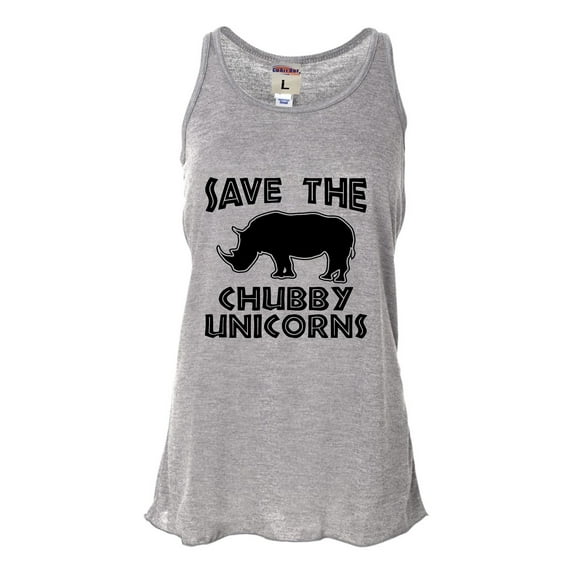 Womens Save The Chubby Unicorns Funny Rhino Flowy Racerback Tank Top T-Shirt