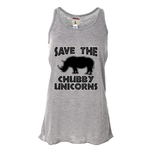 Womens Save The Chubby Unicorns Funny Rhino Flowy Racerback Tank Top T-Shirt