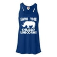 thumbnail image 1 of Womens Save The Chubby Unicorns Funny Rhino Flowy Racerback Tank Top T-Shirt, 1 of 1