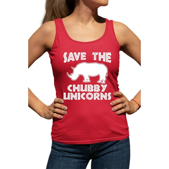 Womens Save The Chubby Unicorns Funny Rhino Racerback Tank Top T-Shirt