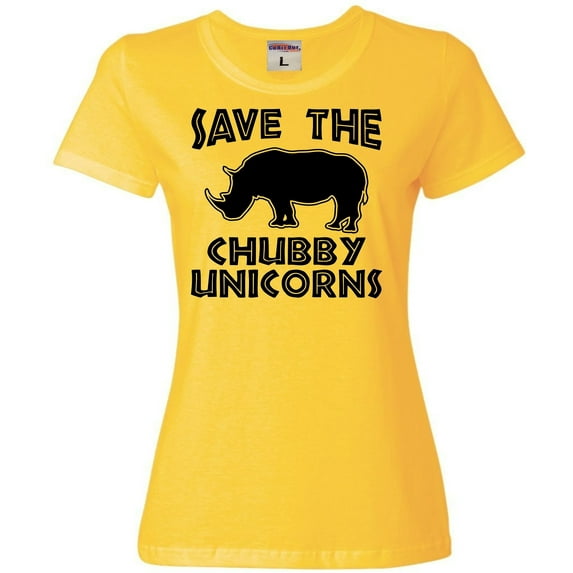 Womens Save The Chubby Unicorns Funny Rhino T-Shirt