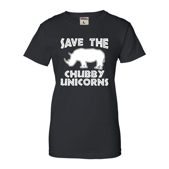Womens Save The Chubby Unicorns Funny Rhino T-Shirt