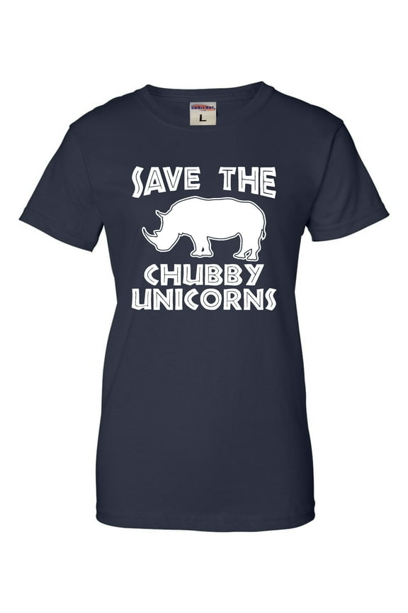 Womens Save The Chubby Unicorns Funny Rhino T-Shirt
