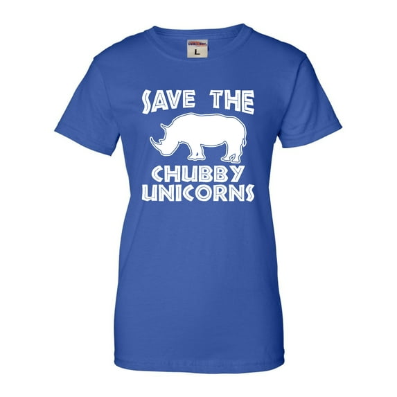 Womens Save The Chubby Unicorns Funny Rhino T-Shirt