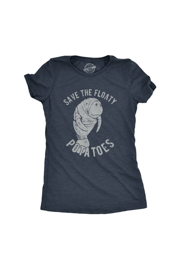 Womens Save The Floaty Potatoes T Shirt Funny Manatee Conservation Tee Womens Graphic Tees