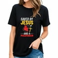 thumbnail image 1 of Womens Saved By Jesus And A Pacemaker Heart Disease Awareness T-Shirt Black, 1 of 5