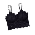 thumbnail image 1 of Womens Scalloped Lace Camisole Bralette V Neck Padded Wire Free Spaghetti Strap Comfort Sleep Crop Bra Top, 1 of 2