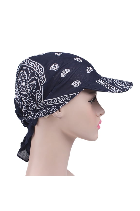 Womens Scarf Cap Sun Visor with Pre-Tied Turban Headscarf Head Cover Scarf Wrap Beach Outdoor Hat