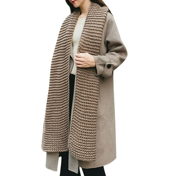 Womens Scarf Cold Weather Scarf Thick Warm Cable Knit Wraps Large Soft Long Scarves Winter Scarf Khaki One Size