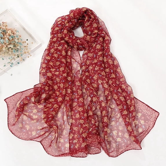 Womens Scarf Fashion Small Floral Printing Long Soft Wrap Ladies Scarves Summer Winter Fall Shawl Wraps Scarfs