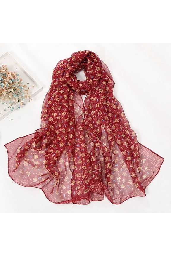 Womens Scarf Fashion Small Floral Printing Long Soft Wrap Ladies Scarves Summer Winter Fall Shawl Wraps Scarfs