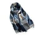 thumbnail image 1 of Womens Scarf Winter Blanket Feel Large Scarves Thick Soft Warm Plaid Chunky Scarfs Blue Free, 1 of 3