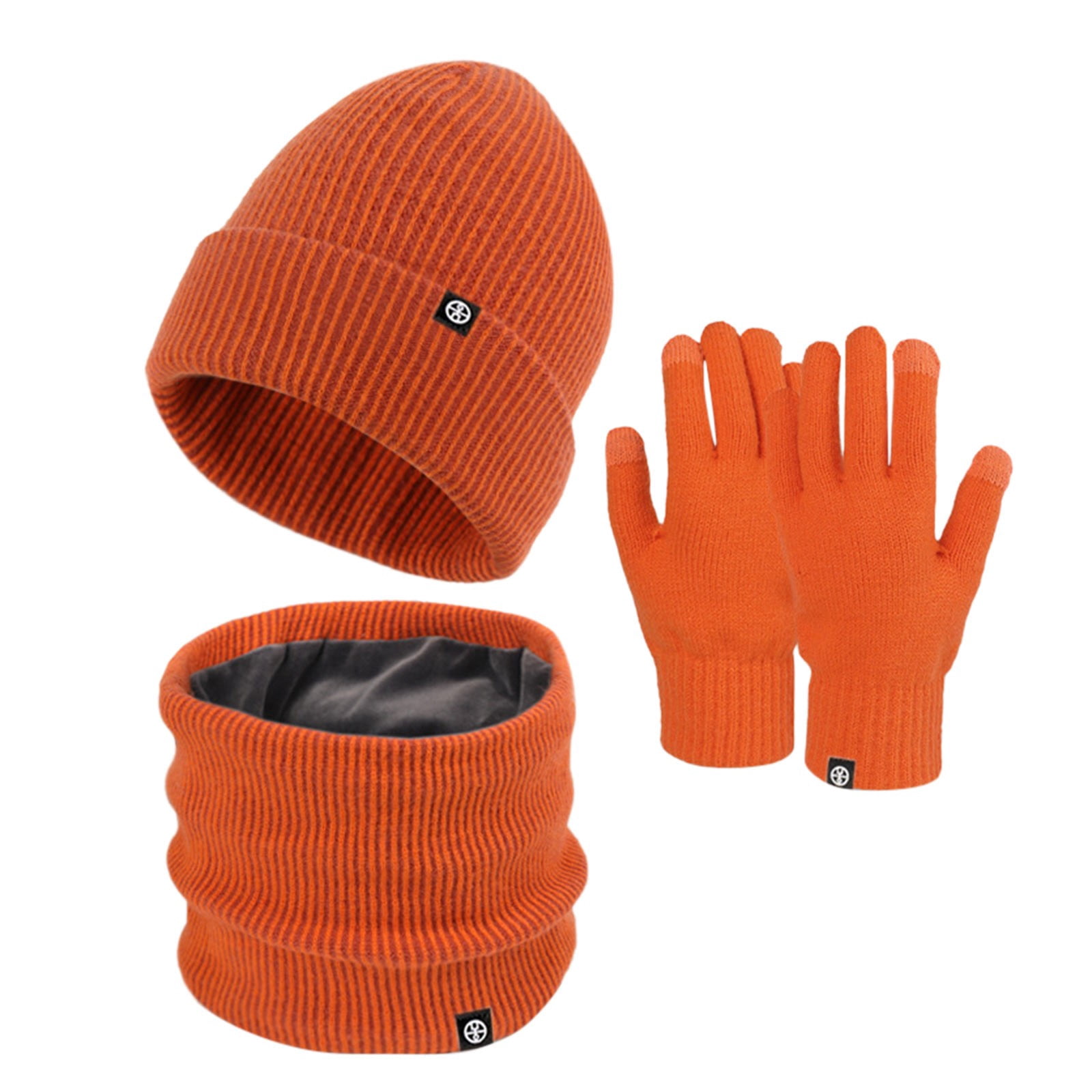 Hat for Women Hats for Men Couples Winter Outdoor Warm Winter Proof Hat Scarf Gloves Three Piece Striped Knitted Pile Hat