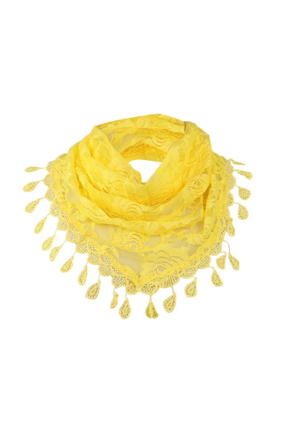 Womens Scarfs BWASD Long Beach Shawl Tassel Lace Neckerchief Casual Lightweight Soft Summer Sunscreen Scarf for Vacation and Travel Yellow
