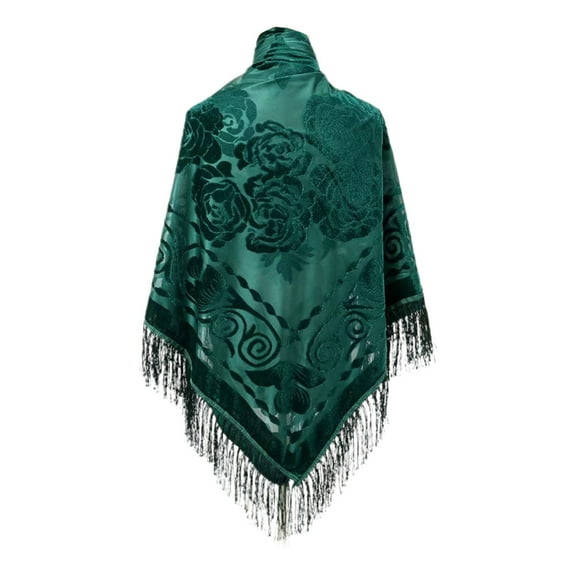 Womens Scarves Winter Clothing for Women Spring And Autumn Winter Retro Large Square Scarf Ethnic Style Velvet Jacquard Fringe Scarf Outerwear Warmth Cheongsam Shawl
