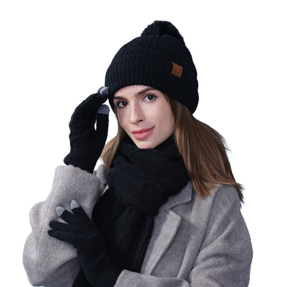Womens Scarves Winter Clothing for Women Hat Scarf And Glove Set Fashionable Outdoor Baby Warm Three Piece Set