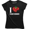 thumbnail image 1 of Womens Scented Ink I Heart Strawberries Fruit T-Shirt, 1 of 4