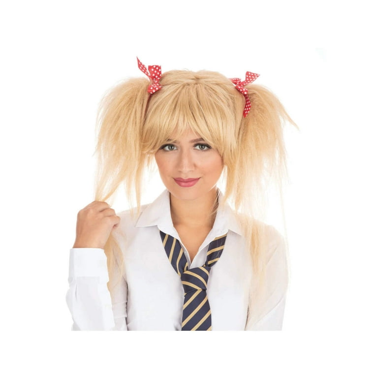 Schoolgirl Wig Blonde Red Bows Schoolgirl Wig Blonde Red Bows