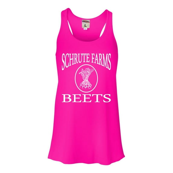 Womens Schrute Farms Beets Flowy Racerback Tank Top T-Shirt