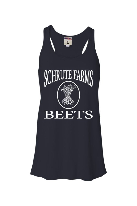 Womens Schrute Farms Beets Flowy Racerback Tank Top T-Shirt