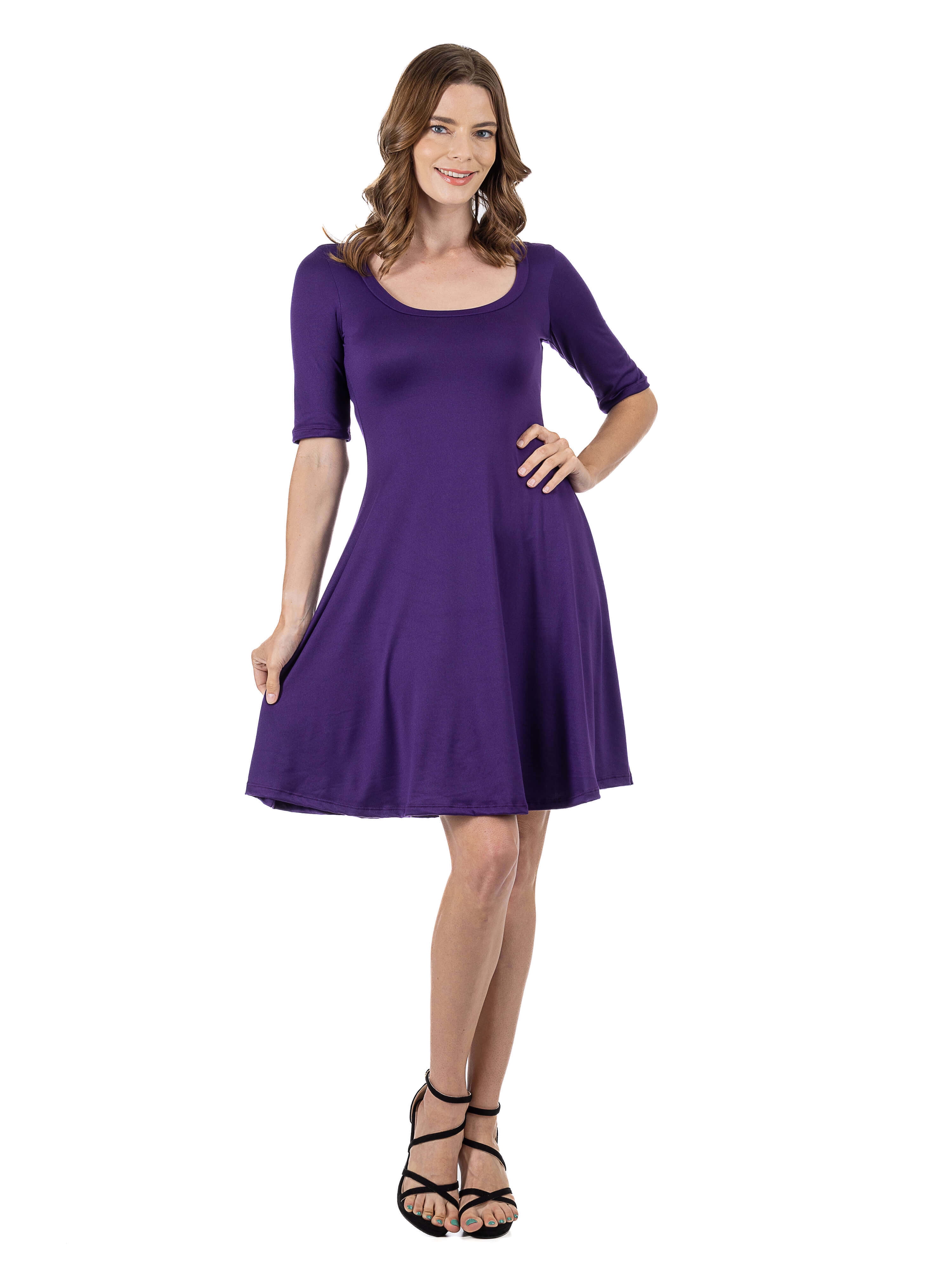 Womens Scoop Neck Knee Length A-Line Dress - Walmart.com