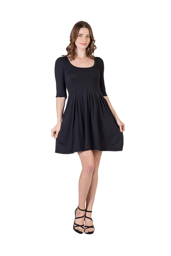 Womens Scoop Neck Fit and Flare Dress