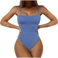 thumbnail image 1 of Womens Scoop Neck One Piece Swimsuit High Leg Ribbed Bathing Suits Hollow Side One-Piece Swimwear Sexy Monokini, 1 of 5