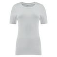 thumbnail image 1 of Womens Scoop Neck T Shirts Basic Ribbed Tees Fitted Tshirt Plain Short Sleeve Tops Casual, 1 of 5
