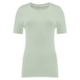 thumbnail image 1 of Womens Scoop Neck T Shirts Basic Ribbed Tees Fitted Tshirt Plain Short Sleeve Tops Casual, 1 of 5