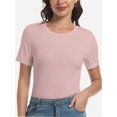 thumbnail image 1 of Womens Scoop Neck T Shirts Basic Ribbed Tees Fitted Tshirt Plain Short Sleeve Tops Casual, 1 of 6