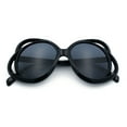 thumbnail image 1 of Womens Scribble Petal Rim Plastic Round Cute Feminine Sunglasses All Black, 1 of 8