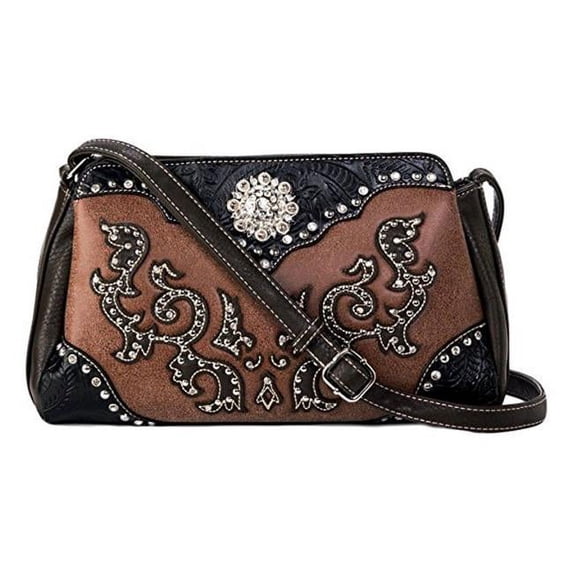 Womens Scroll Overlay Shoulder Bag - Tan