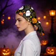 thumbnail image 1 of Womens Scrub Cap Halloween Print Work Cap Adjustable Working Hat Dust Cap Head Wrap Nurse Cap for Long Hair Unisex Surgical Cap with Tie Back, 1 of 5