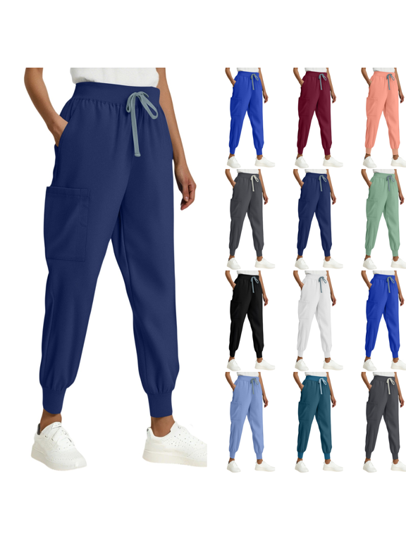 Womens Scrub Joggers Comfort Fit Healthcare Pants for Women Moisture-Wicking Medical Scrubs