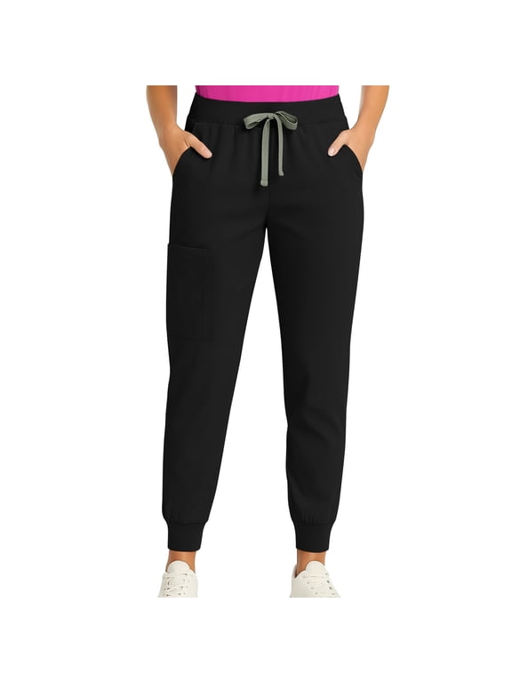 Womens Scrub Pants Jogger 4 Way Stretch Nurse Cargo Pants with Pocket Comfortable Medical Work Pants Black XL