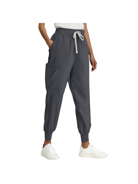 Womens Scrub Pants Jogger Pants With Drawstring Waist Pocket Design And Cuffed Hem For Nursing Uniforms Casual Workwear