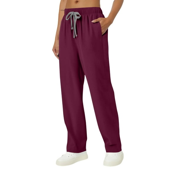 Womens Scrub Pants Joggers Slim Fit with Pockets Lightweight Drawstring High Waist