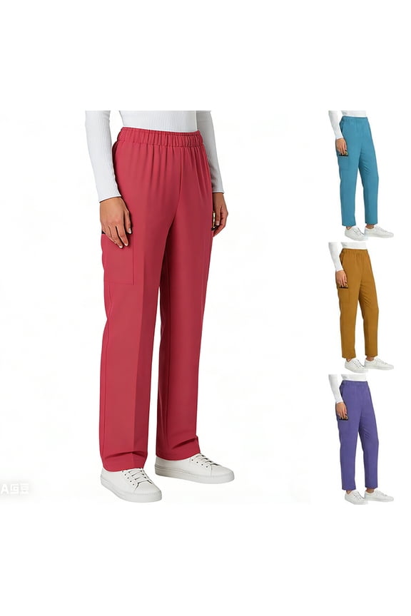 Womens Scrub Pants Scrubs for Women Solid Casual Soft Medical Uniform Trousers Cargo Nursing Bottoms with Pockets Red XXL