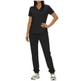 thumbnail image 1 of Womens Scrub Set Lightweight Stretch Solid Color Loose Drawstring Pants Pocket Caregiver Short Sleeve V-Neck Blouses Nursing Uniform Set, 1 of 7
