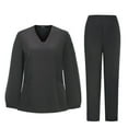 thumbnail image 1 of Womens Scrub Sets Comfortable V-Neck Scrub Top & Jogger Pant Stretch Nursing Workwear Quick Dry Medical Uniform Suits with Pockets Black M, 1 of 5