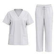 thumbnail image 1 of Womens Scrub Sets Plus Size Nursing Uniform Athletic V Neck Top and Pants Multi Pockets Soft Stretch Professional Fashion Workwear, 1 of 3