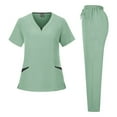 thumbnail image 1 of Womens Scrub Sets Plus Size Stretch V Neck Scrub Sets For Woman Lightweight Comfy Nurse Working Uniforms with Pocket, 1 of 3