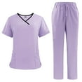 thumbnail image 1 of Womens Scrub Sets Plus Size Stretch V Neck Scrub Sets For Woman Lightweight Comfy Nurse Working Uniforms with Pocket, 1 of 3