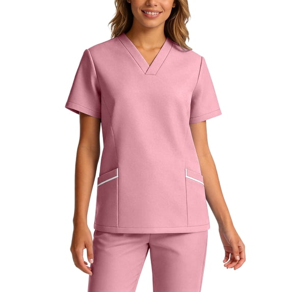 Womens Scrub Tops Soft V Neck Short Sleeve Nursing Working Tops