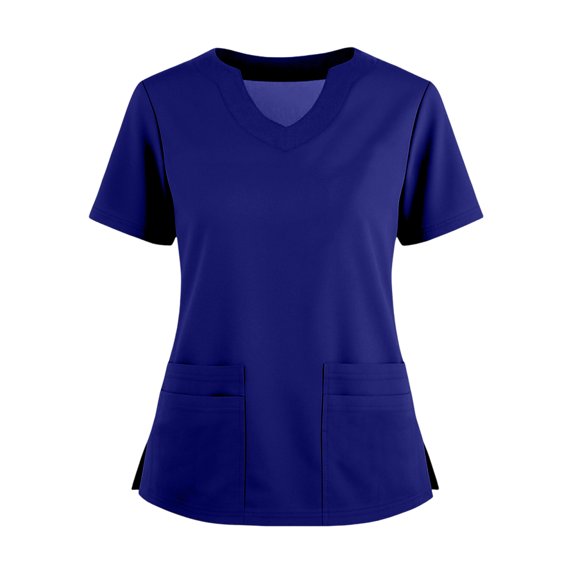 Womens Scrub Tops Summer Casual Solid Color Short Sleeve V Neck Nurse Uniform Work Blouse Loose Workout Pullover Shirt 2025 S Polyester