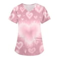 thumbnail image 1 of Womens Scrub,Women's V-Neck Valentine's Day Printed Fashion Loose-Fit Short-Sleeve Nursing Scrubs Top with Pockets - White - M, 1 of 5