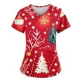 thumbnail image 1 of Womens Scrubs, Christmas Snowman Tee Stretchy Holiday Graphic Tshirt Loose Fit Festive V-Neck Top 4-Season Shirt Winter Party Outfit Streetwear Machine Washable Blouse Unisex Red 3Xl, 1 of 3