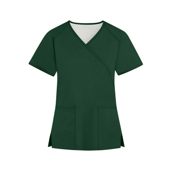 Womens Scrubs Clothing, Hospital Staff Christmas Scrub Tops Women's Antimicrobial Work Blouses Summer Clinical V-Neck Uniforms Er Nurse Stretch Uniform Nursing Week Gift Green Xxl