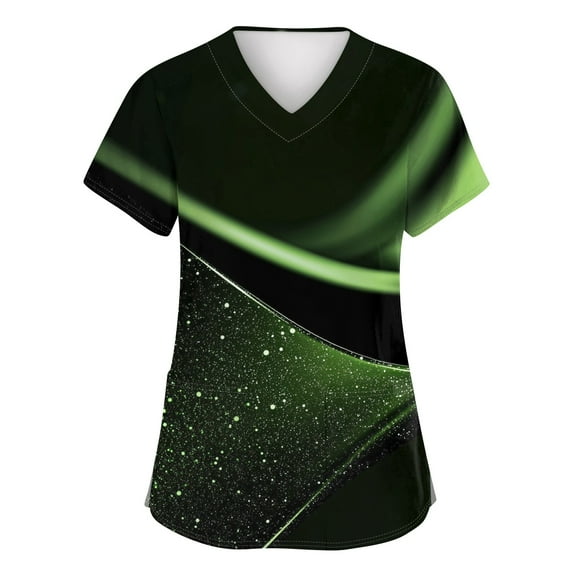 Womens Scrubs,Gradient Color Printed Scrubs Tops for women - Breathable Short Sleeve with Deep Chest Pockets - Mint Green - XL