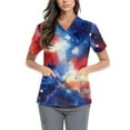thumbnail image 1 of Womens Scrubs Plus Size, 4Th Of July Medical Lightweight Moisture-Wicking Nurse Uniforms Summer Polyester Cotton Blend Work Shirts Nurses Week Gift Apparel Double Layer Blue S, 1 of 5